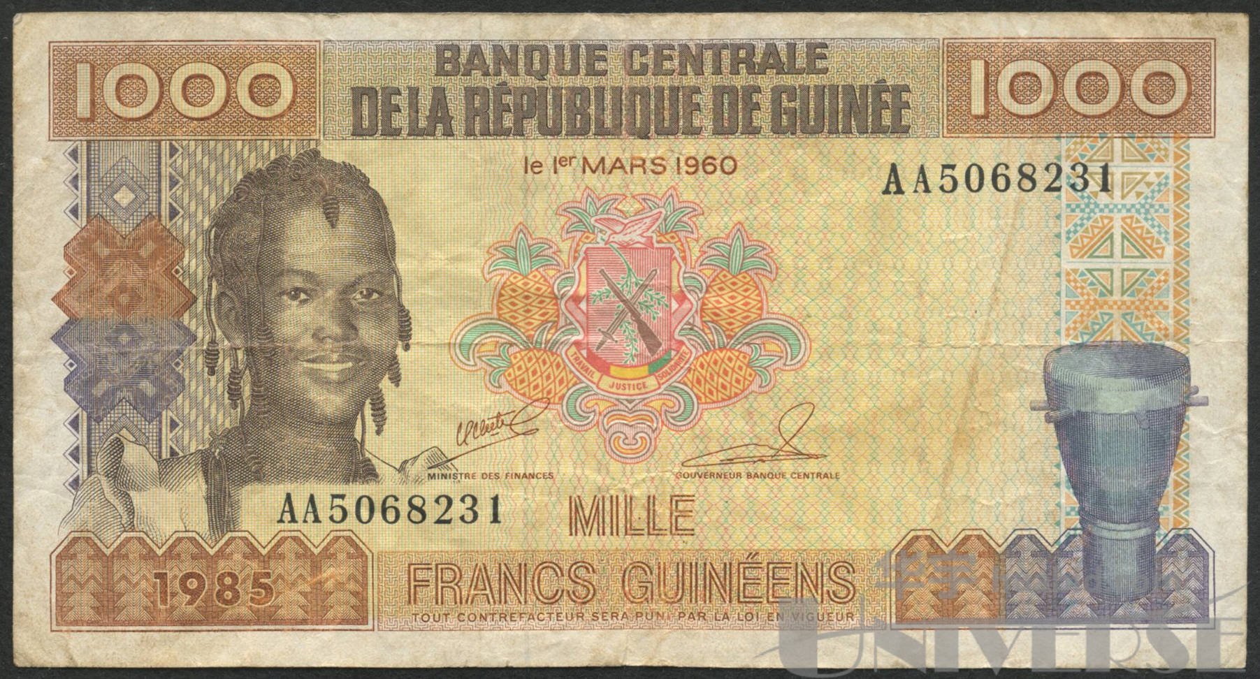 1985年非洲纸币1000元一枚