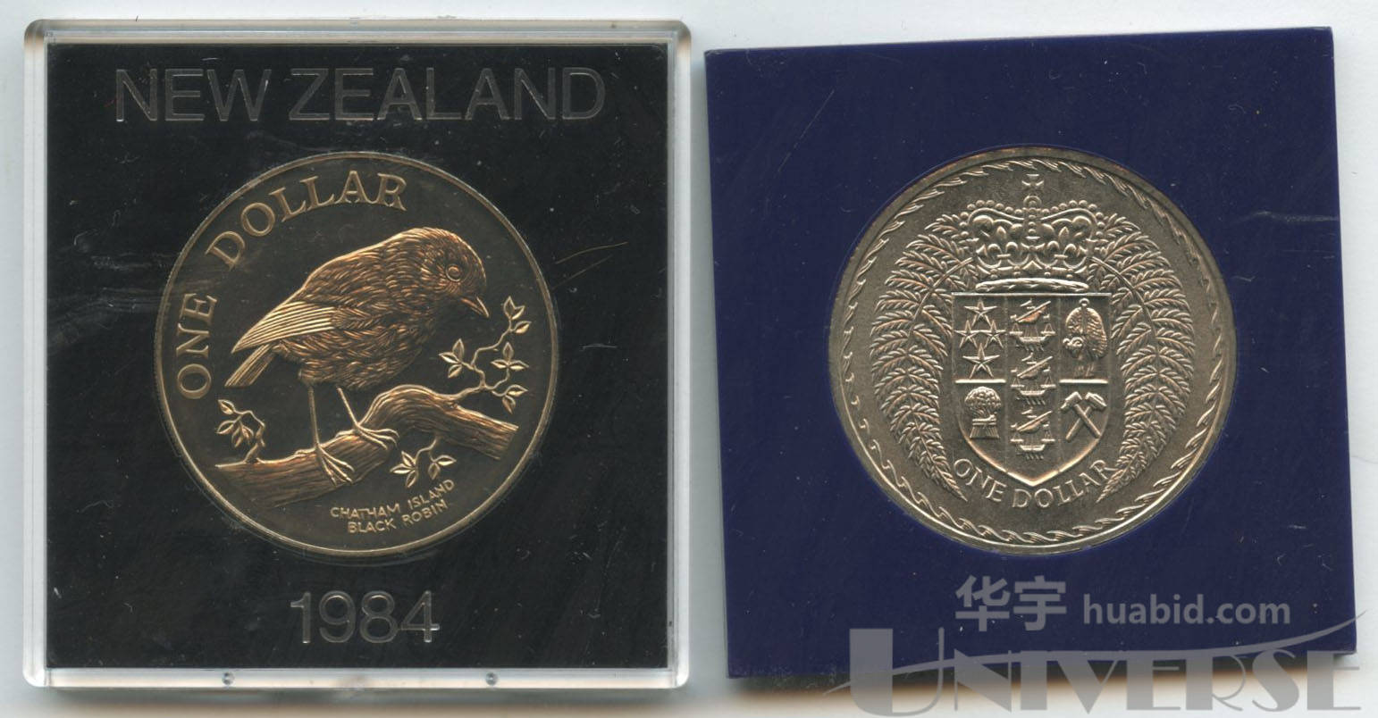 1967,84年新西兰1元硬币二枚,均带装帧