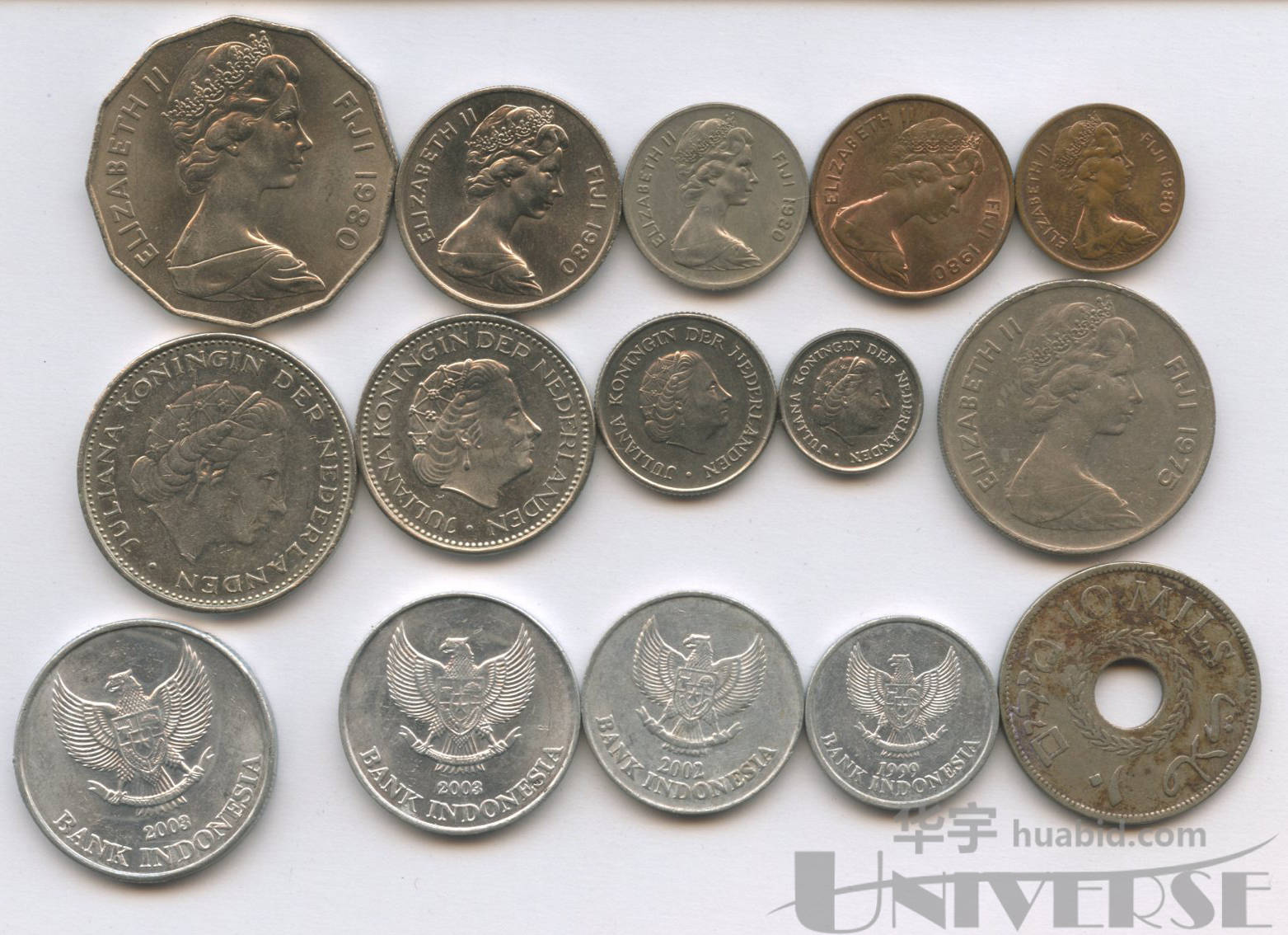 1927～2003年荷兰,斐济,巴基斯坦,印尼1分～500卢比硬币共十五枚